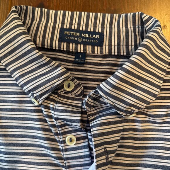 Peter Millar Mens Small Polo Shirt Crown Crafted Golf Striped Performance - Picture 2 of 8